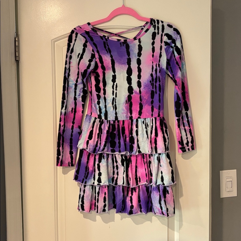 Colorful Tie-Dye Long Sleeve Dress
